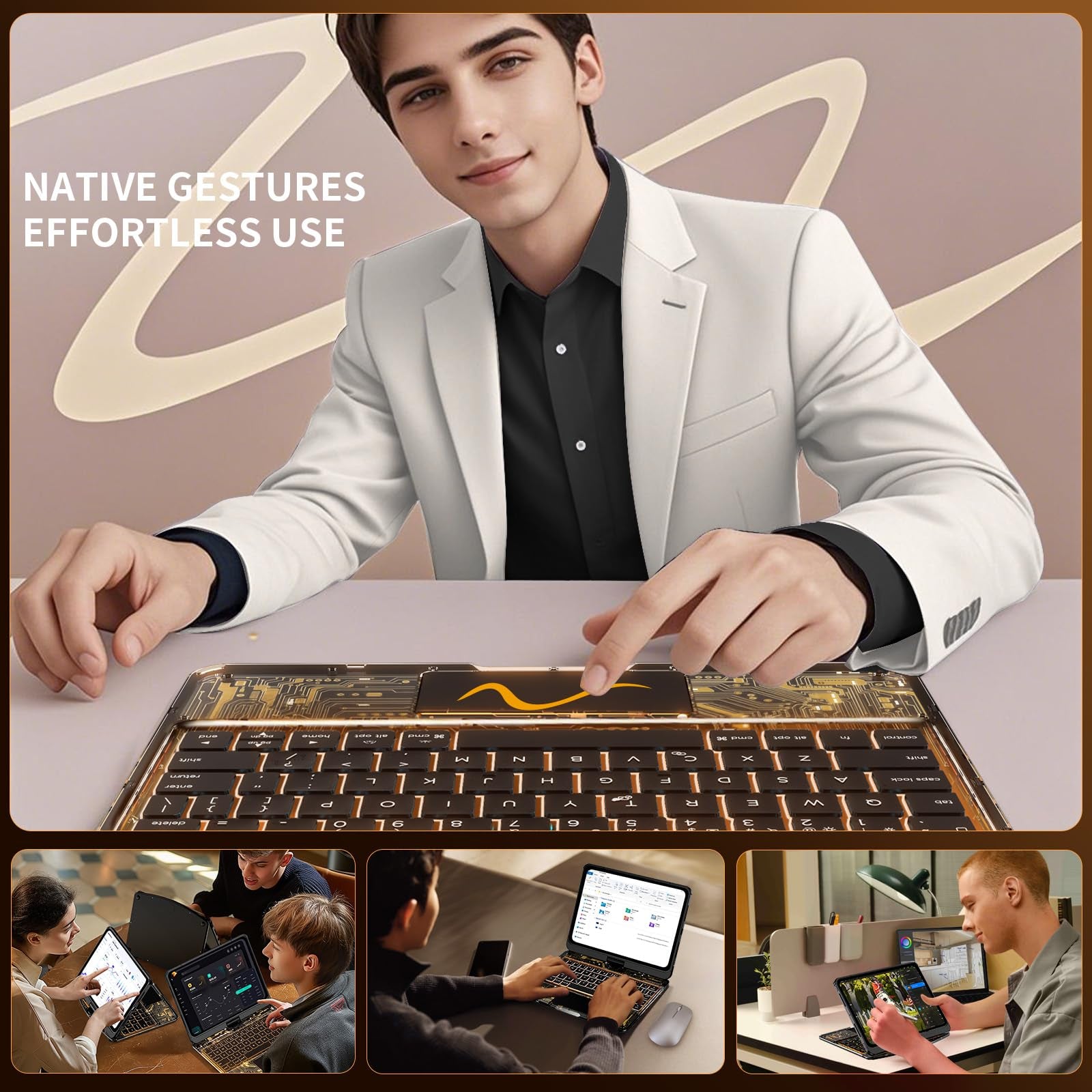 Transparent 360° Rotatable iPad Keyboard Case - Transparent Black