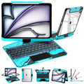 Transparent 360° Rotatable iPad Keyboard Case - Transparent Blue